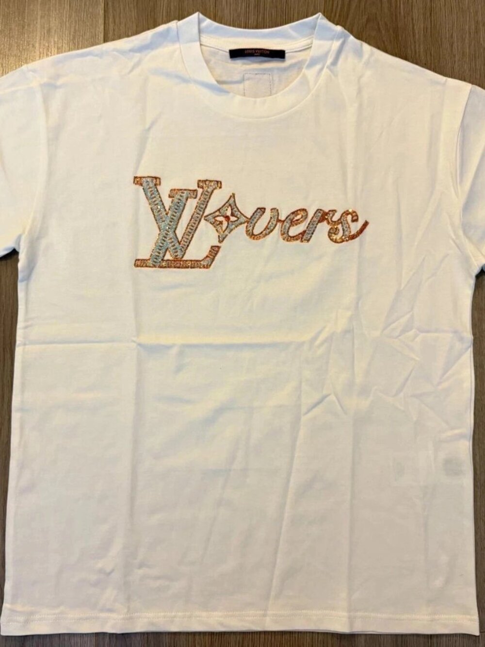 Louis Vuitton Embroidered Short Sleeved Tee Shirt milky white M